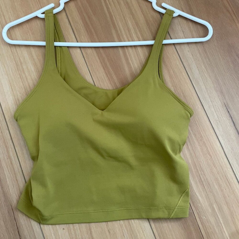 lululemon | Women's Align Crop Top Tank w Built-In Bra Size 10 Green-Yellow